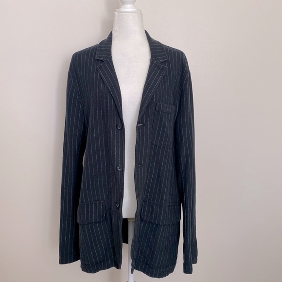 Ralph Lauren polo black with cream pin stripes casual cotton knit sport jacket